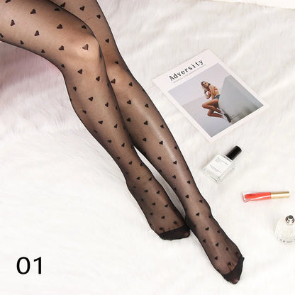 Sexy love Dot Silk Thin Faux Tattoo  Socks