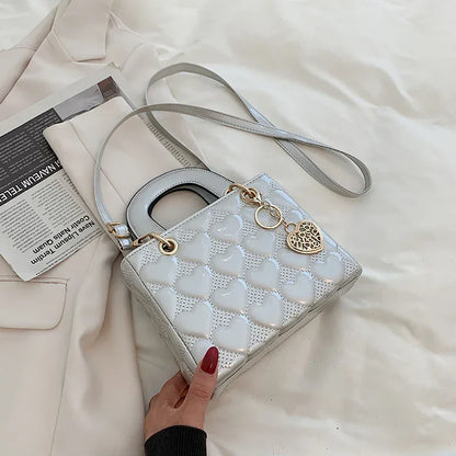 Red Love Leather Bright Surface Crossbody Bag