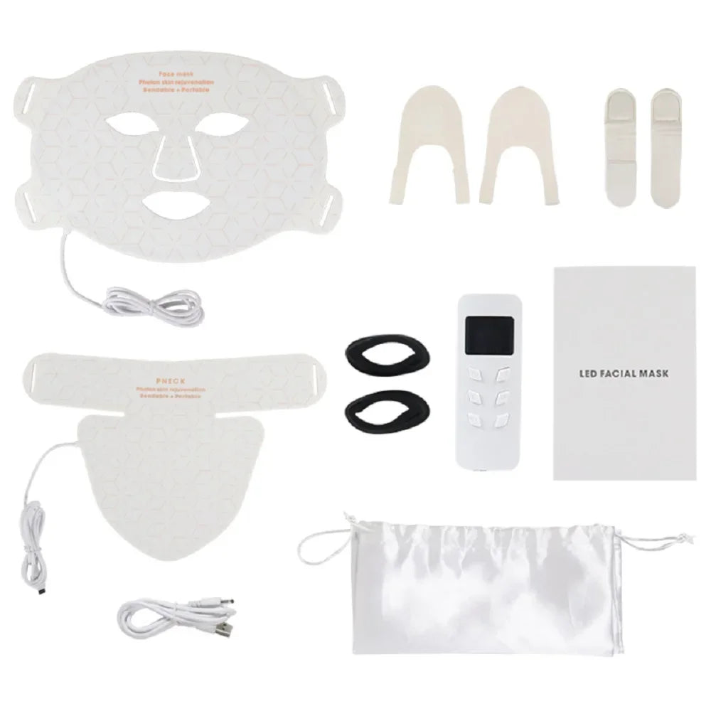 Silicone Face LED Mask SPA 4 Color Red Light Therapy Infrar Flexible Therapy Anti Aging Rejuvenation Repair Brighten Skin Tone