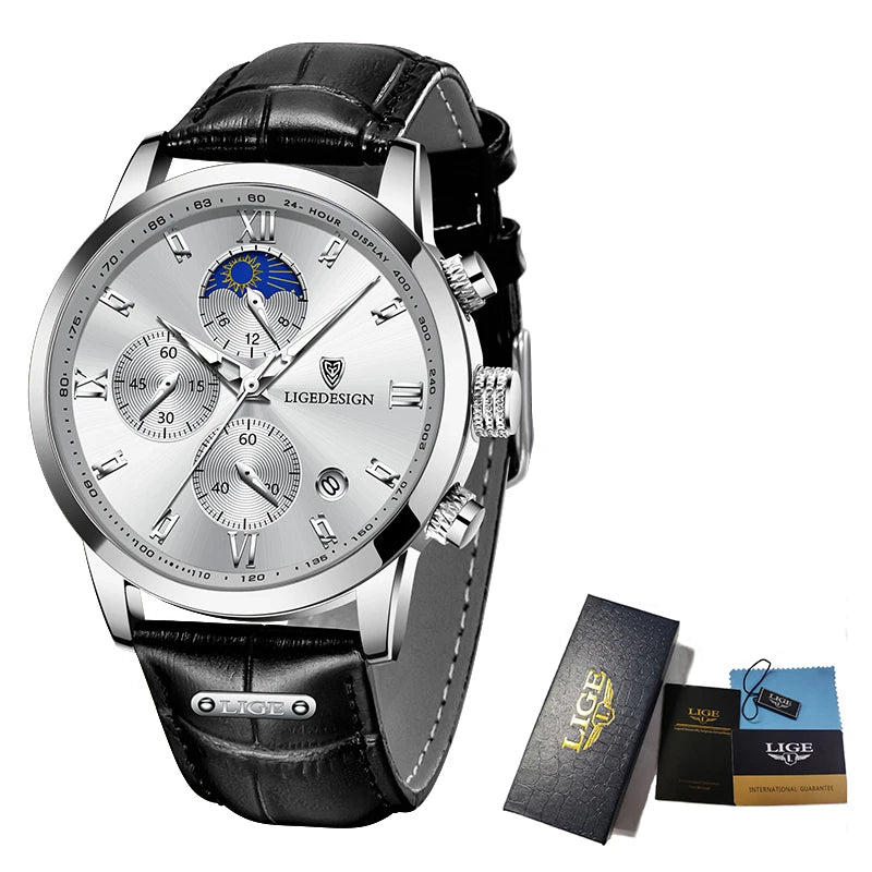 DANA Leather Strap Moon Phase Watch