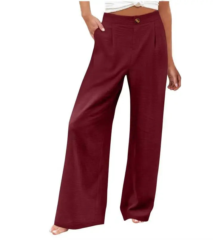 Cotton-Linen Casual Lightweight Elastic Waist Lounge Pants