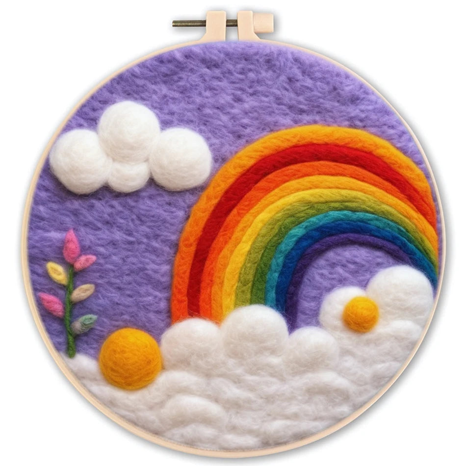 Waterfall Landscape Wool Felting Painting Frame DIY Wool Embroidery Kit