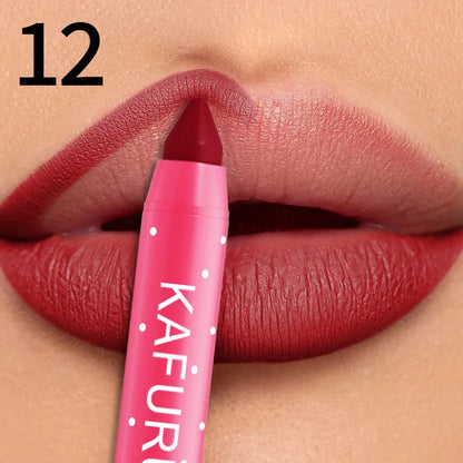 15 Colors Lipstick Pencil Waterproof Sexy Red Matte Contour Tint Lipstick