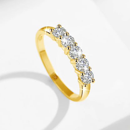 خواتم من الذهب عيار 18 قيراطًا مرصعة بخمسة أحجار مويسانيتي