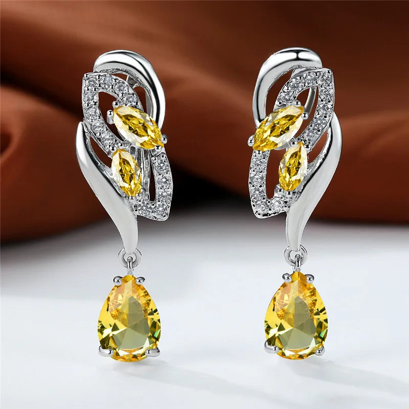 Blue Rainbow Stone Crystal Zircon Earrings