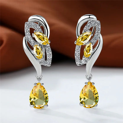 Blue Rainbow Stone Crystal Zircon Earrings