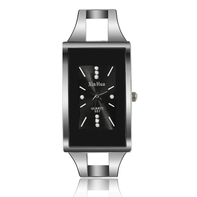 Bracelet Exquisite Quartz Crystal Silver Elegant Stainless Steel Watch