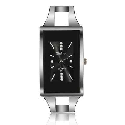 Bracelet Exquisite Quartz Crystal Silver Elegant Stainless Steel Watch