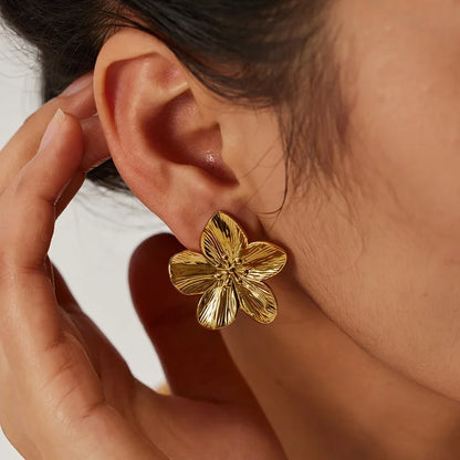DANA Metal Gold Color Flower Big Earrings
