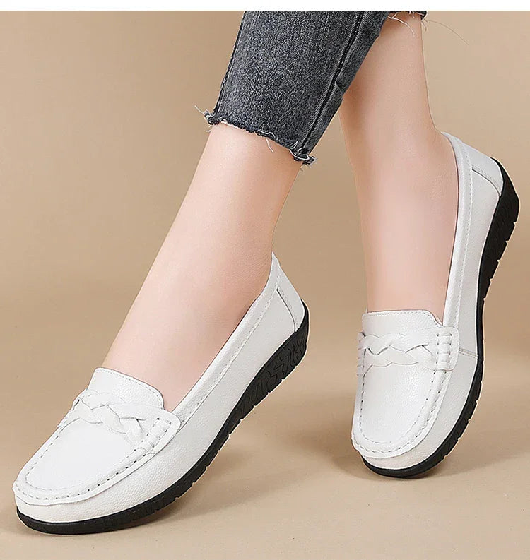 Soft Leather Loafer Flats Slip Shoes