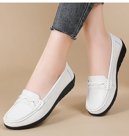Soft Leather Loafer Flats Slip Shoes
