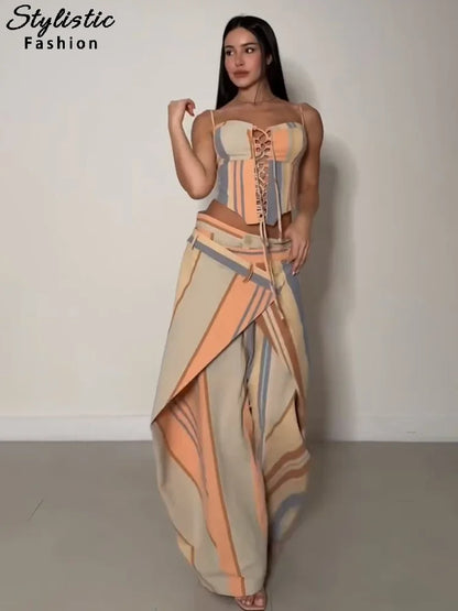 Sexy Print Vest Pants Beach Slash Set