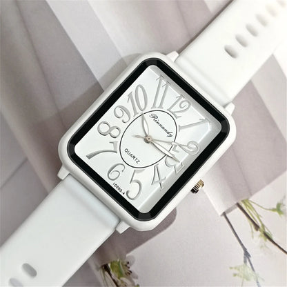 Minimalist Sports Square Figures Quartz Grey silicone tape Wristwatches