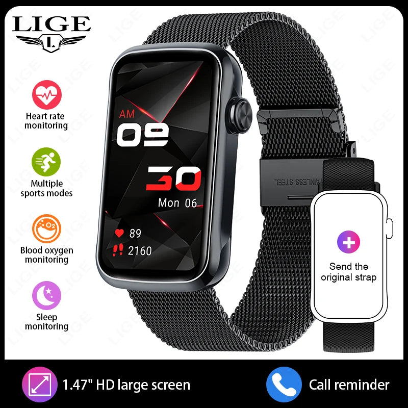 1.47'' Smart Bracelet Heart Rate Step Count Sport Fitness Health Monitor Waterproof Smartwatch