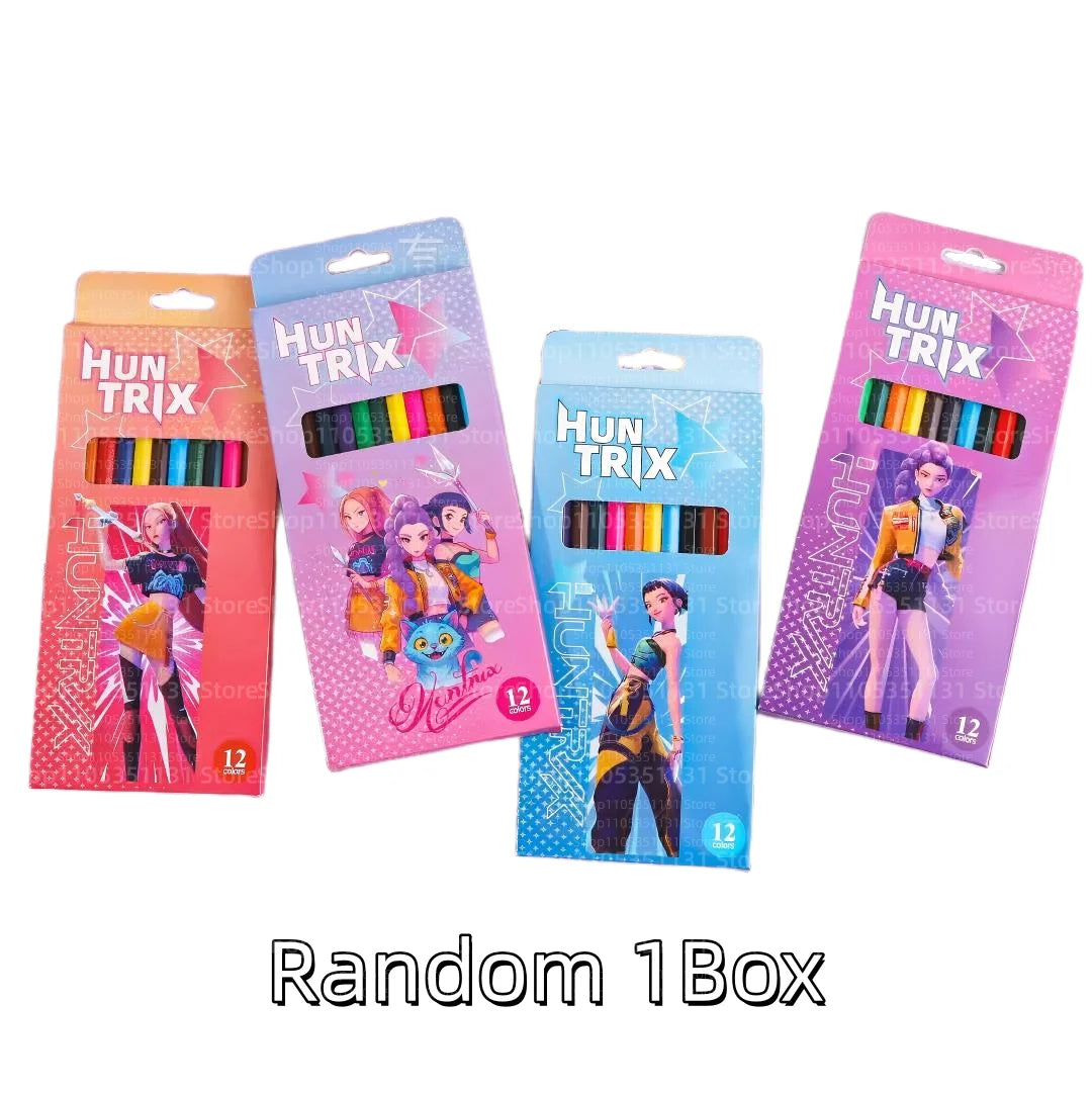 12Pcs/Box HB 2B Colored Pencils Smooth Writing Cute Anime Stationery