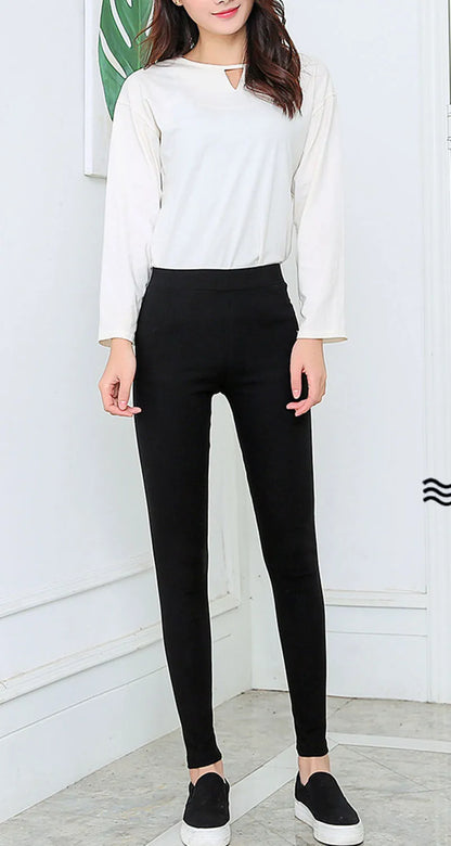 Jeans de oficina ajustados y elásticos coreanos