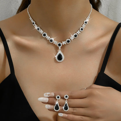 Copper Claw Chain Water Drop Necklace Jewelry Set
