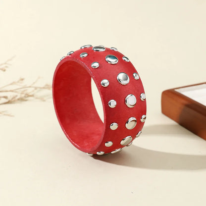 Exaggeration 8 Colors Round Geometric Wood Wide Bangles Bracelets