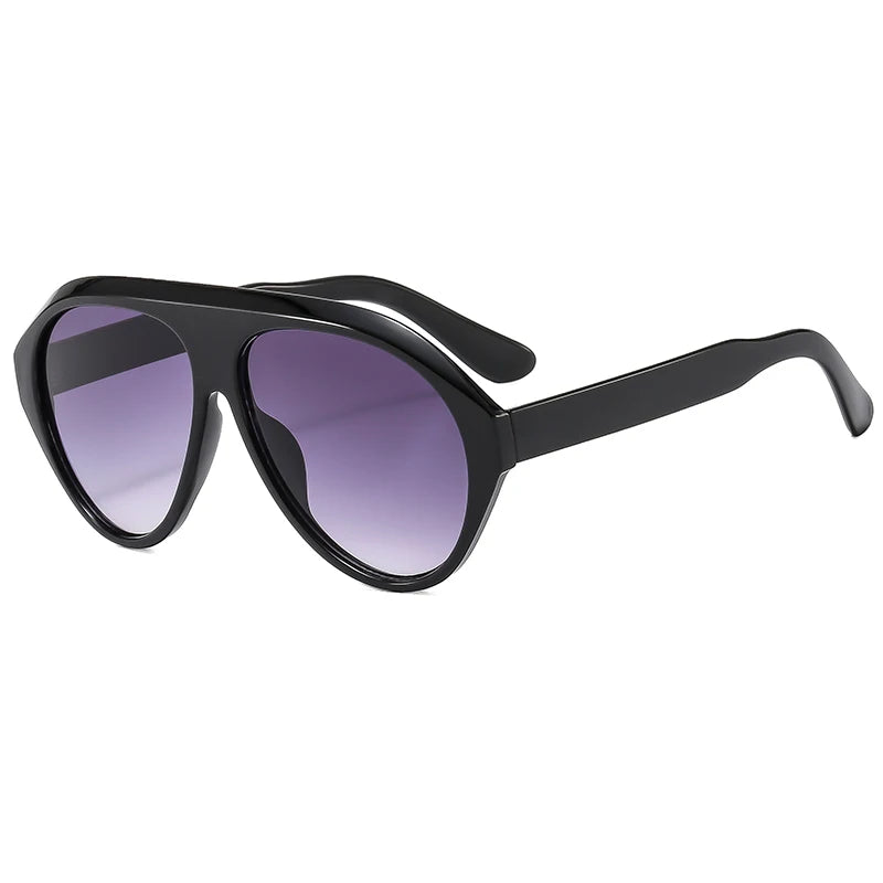 Retro Oversized Pilot Oval Multi Color Lens Sun Glasses