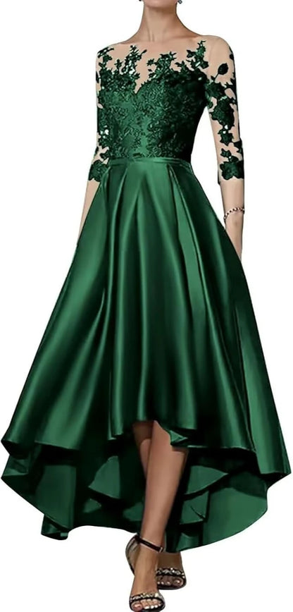V-Neck Satin Asymmetrical Elegant Dress