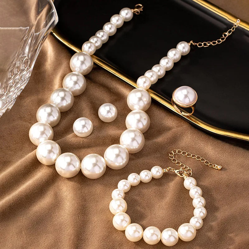 Large pearl necklaces jewelry sets