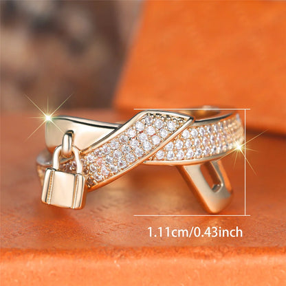 Vintage Gold Luxury White Zircon Stone Promise Love Rings