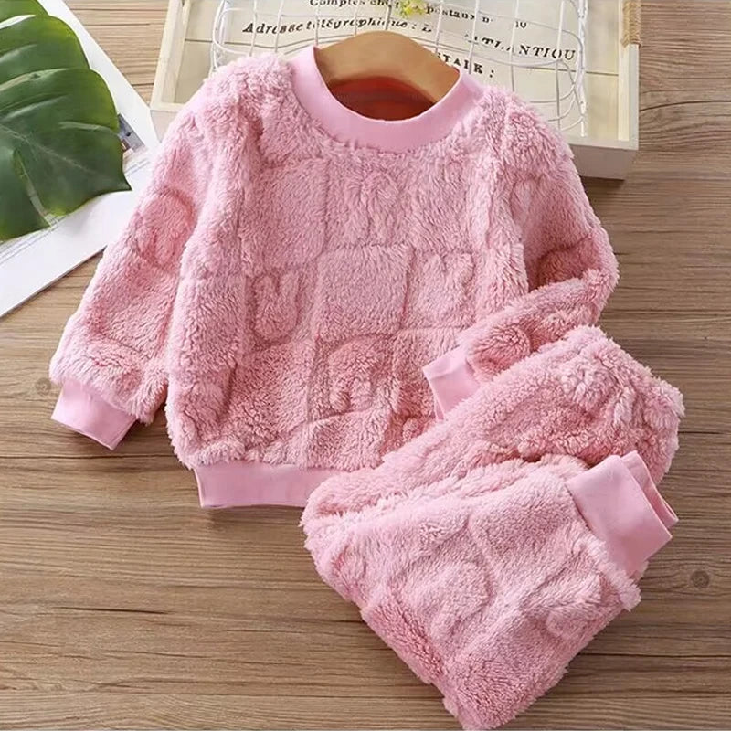 Autumn Winter Flange Long Sleeve Baby Kid Sleepwear