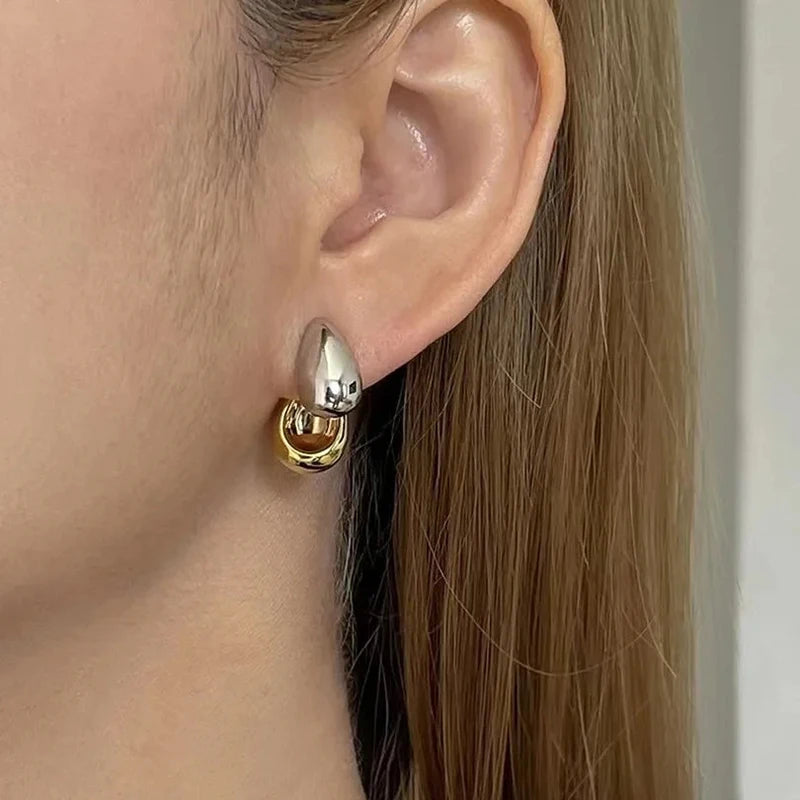 Stainless Steel Metal Splice Stud Earrings