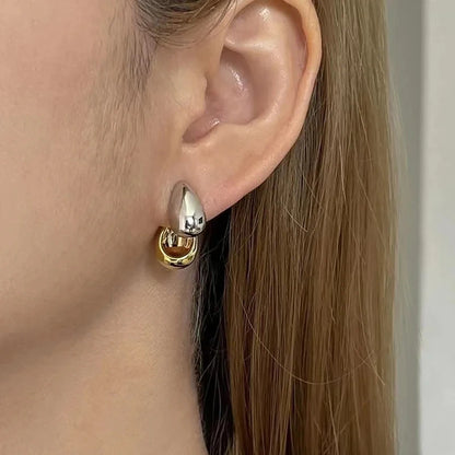 Stainless Steel Metal Splice Stud Earrings