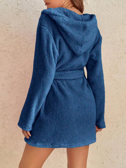 hooded robe with belt