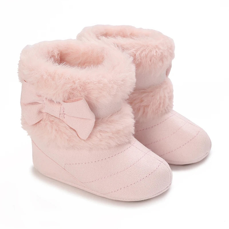 0-18M Winter Plush Comfort Snow Cute Bow Cotton Toddler Shoes