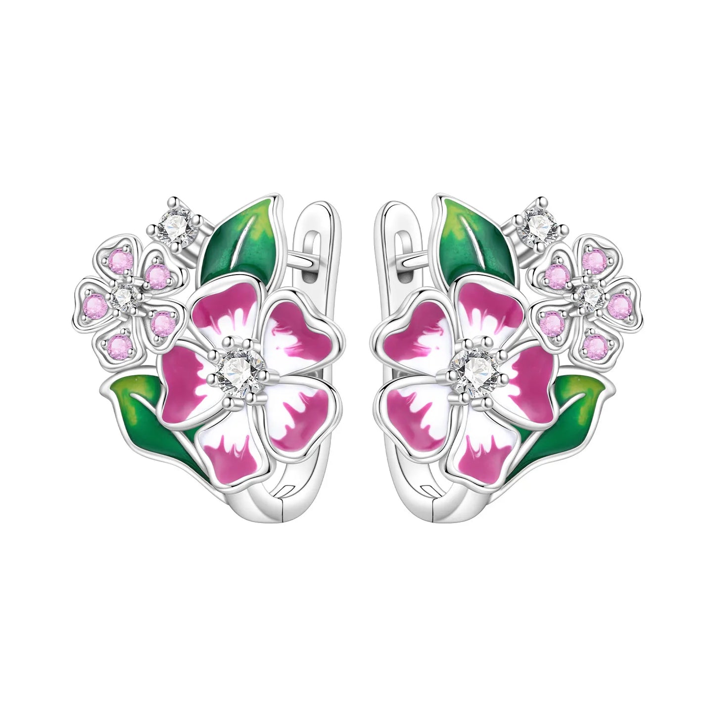 Orstarry Original 925 Sterling Silver Blue Iris Flower Earrings