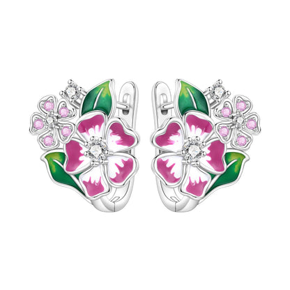 Orstarry Original 925 Sterling Silver Blue Iris Flower Earrings