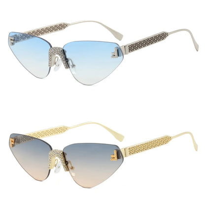 Sexy rimless retro punk metal sunglasses