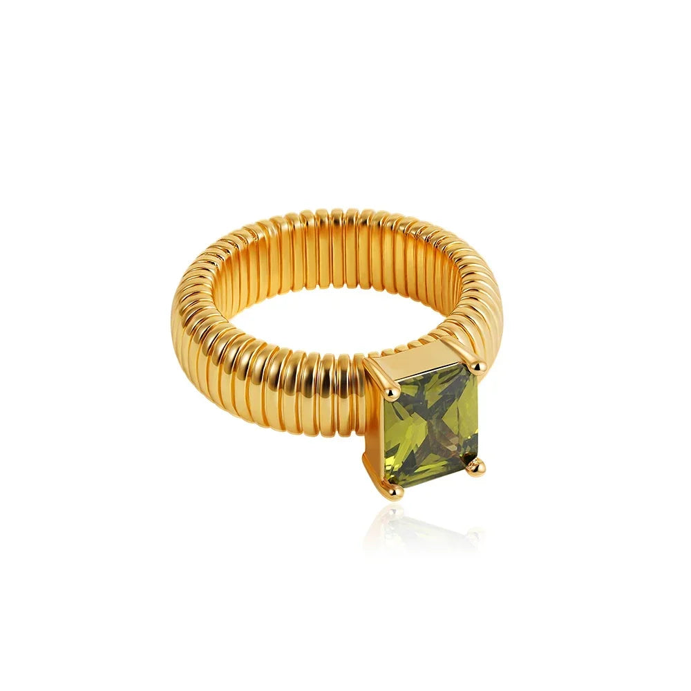 DANA 18K Gold Crystal Chunky Striped Rings