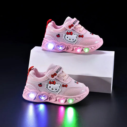 Hello Kitty Led Light Cartoon Leather Sport Sneakers