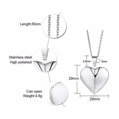 Photo Frame Glossy Stainless Steel Necklaces