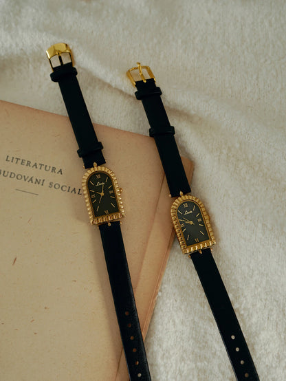 French-Style Arc De Triomphe Retro Leather Strap Watch