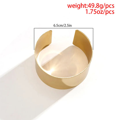 Punk Hiphop Wide Smooth Open Bangles Bracelet