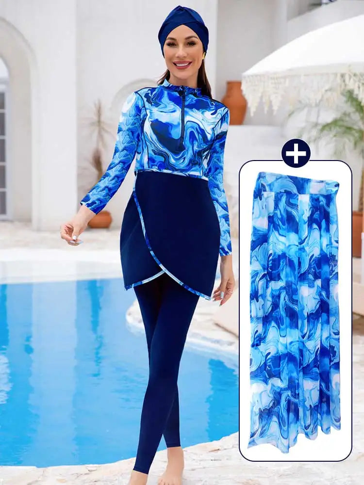 3/4PCS Burkini Muslim Swimwear With Shawl