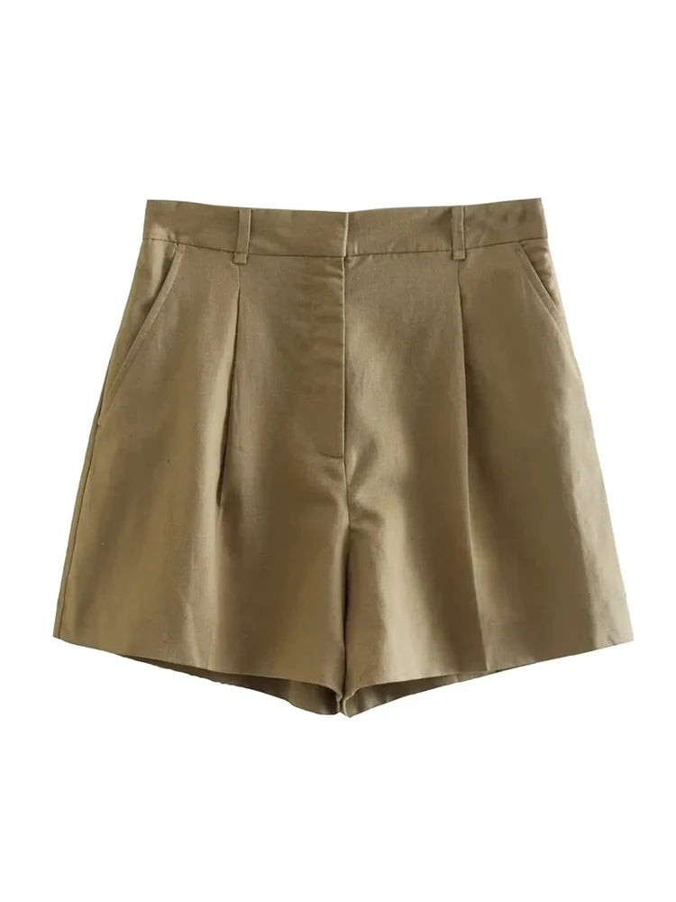 Casual High Waist Wide Leg Shorts Sets