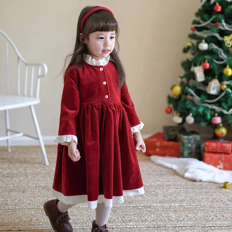 Christmas Party Lace Collar Red New Year's Princess Dress