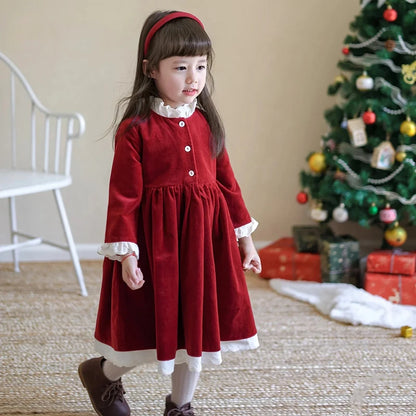 Christmas Party Lace Collar Red New Year's Princess Dress