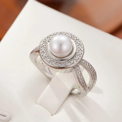 Romantic Elegant Big Round Imitation Pearl Ring