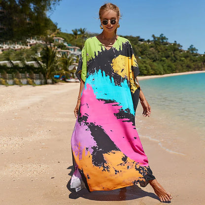 Swimsuit Kaftans Beach Cover Ups Colorful Outfits Dress