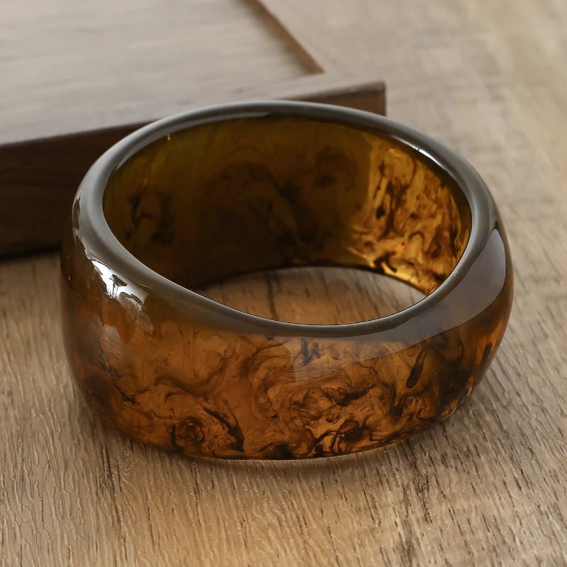 DANA Coffee Thick Resin Bangles Geometric Bracelets