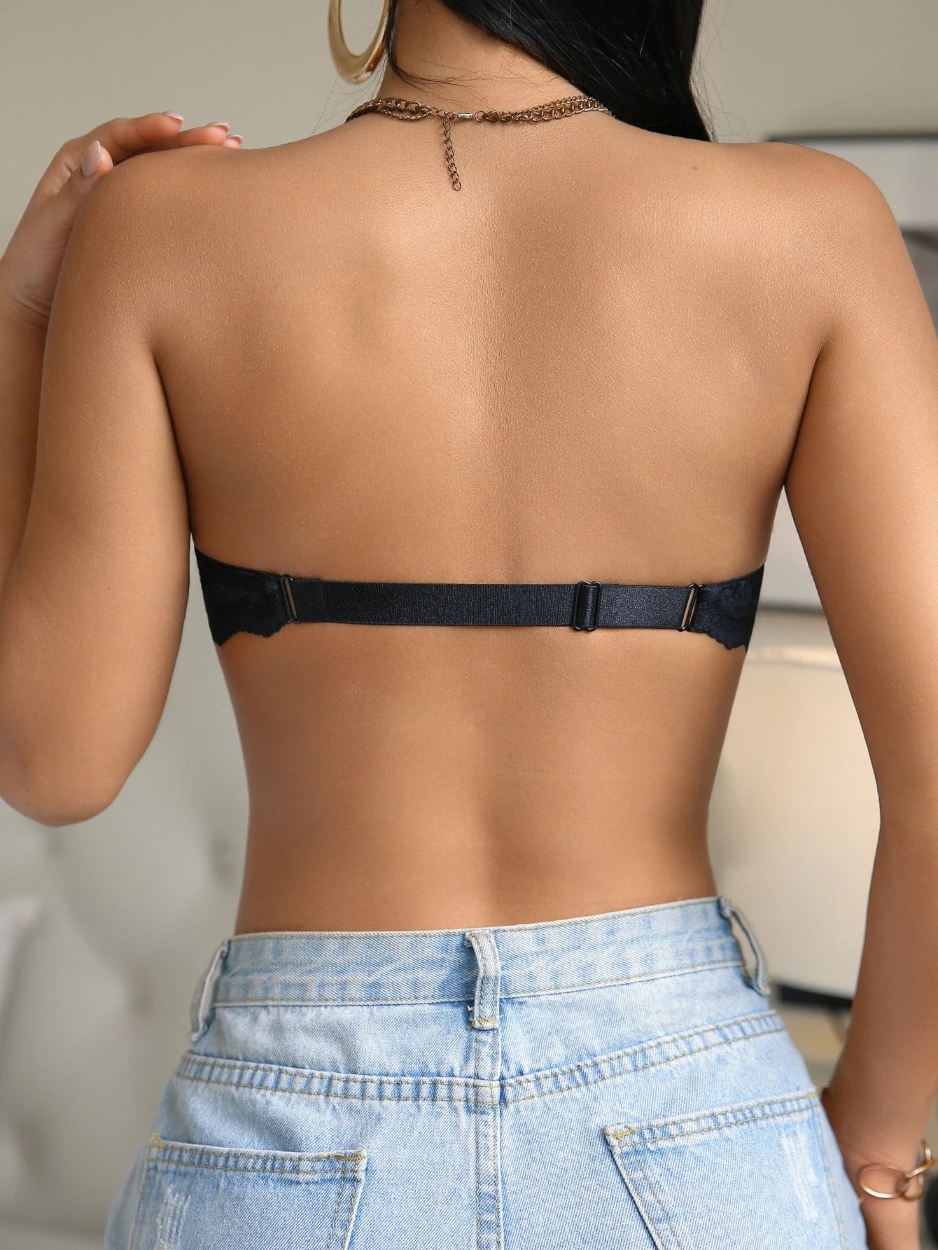 Strapless Lace Bra Front Closure Push-Up Bra Sexy Lingerie