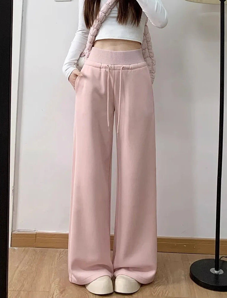 Sports slimming straight wide leg pants