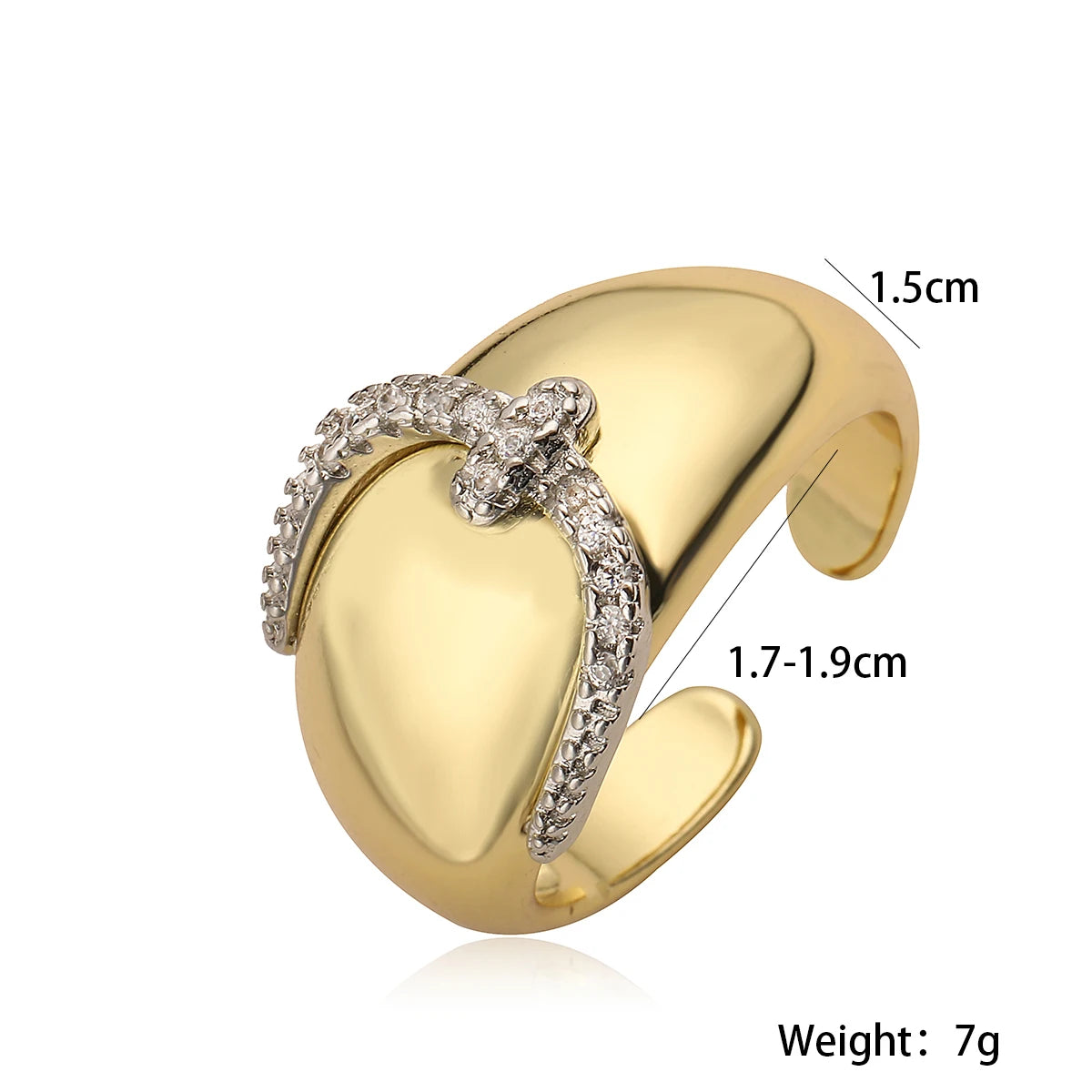 Gold/Silver Geometric Shiny AAA CZ Inlay Copper Rings
