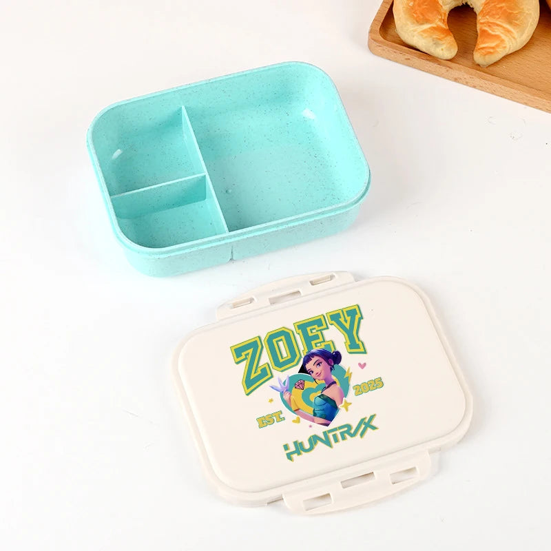 KPOP Demon Hunters Lunch Box Cute Mira Zoey Jinu Portable Plastic Bento Box
